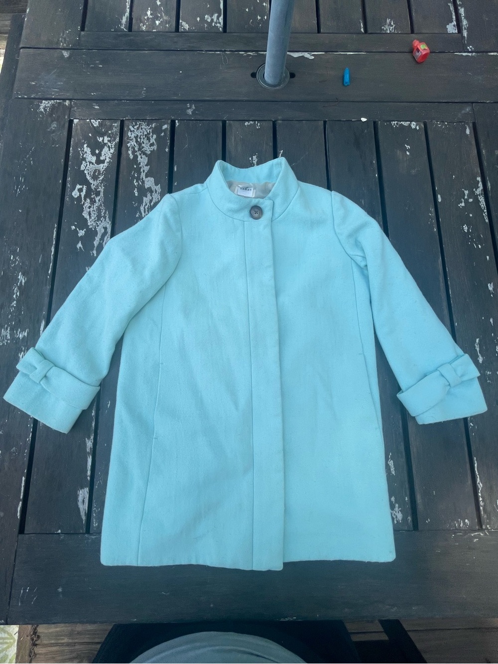J.CREW Crewcuts Kids' Light Blue Wool Dress Coat Size 6–7 Girls